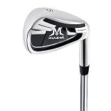 MAZEL Golf Individual Iron 1,2,3,4,5,6,7,8,9, Golf Iron with Steel Shafts for Right Handed Golfers (Stainless Steel,Black Silver, 5 Iron, Stiff, Right)