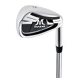 MAZEL Golf Individual Iron 1,2,3,4,5,6,7,8,9, Golf Iron with Steel Shafts for Right Handed Golfers (Stainless Steel,Black Silver, 5 Iron, Stiff, Right)