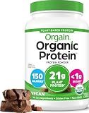 Orgain Organic Vegan Protein Powder, Creamy Chocolate Fudge - 21g Plant Protein, 6g Prebiotic Fiber, Low Net Carb, No Lactose Ingredients, No Added Sugar, Non-GMO, For Shakes & Smoothies, 2.03 lb