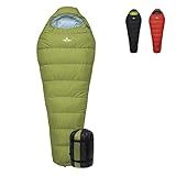 TETON Sports LEEF Ultralight Mummy Sleeping Bag Perfect for Backpacking, Hiking, and Camping; 3-4 Season Mummy Bag; Free Stuff Sack Included, Moss/Sky