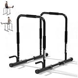 SolidFit 2-in-1 Dip Bar Station - Dip Bars & Push Up Bars Calisthenics Equipment with 420LB Bolt Washer Stable Design Dual Inner Connectors Portable Adjustable for Home Gym Strength Training Black