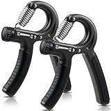 NIYIKOW 2 Pack Grip Strength Trainer, Hand Grip Strengthener, Adjustable Resistance 22-132Lbs (10-60kg), Forearm Strengthener, Perfect for Musicians Athletes - Carbon Black