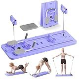 Mosdos Portable Pilates Reformer Machine for Home Gym - Auto-Rebound Pilates Board with Abdominal Core Trainer & Full Body Workout | Professional Pilates Equipment for Men/Women-Purple