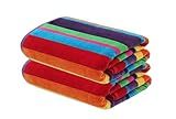 COTTON CRAFT Oversized Beach Towels - 2 Pack Summer of Siam XXL 35x84- The Big Kahuna 7 Foot Extra Large Beach Blanket Towel - Big & Tall - 100% Cotton Velour Plush Soft Luxury - Multi Color Stripe