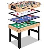 Rioloiuy 12-in-1 Multi Game Table, Foosball, Air Hockey, Pool and More, Compact Wood Game Table for Home Game Rooms and Family Nights