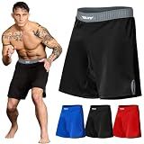 Elite Sports Men's Black Jack Series Fight Shorts, Grey, Large