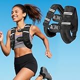 Weighted Vest with Two Adjustment Straps for Men Women, 8lbs/12lbs/16lbs/20lbs Weight Vest with Reflective Stripes for Workout, Strength Training, Running, Fitness, Muscle Building, Weight Loss