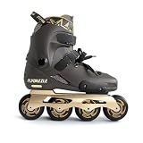 FLYDAZZLE Inline Skates for Men Urban - Freeride Slalom City Street Skating, Hard Boot ABEC-9 Bearing Ankle Support, Bonus Insoles Laces (Taupe/Golden, US 9.5-10)