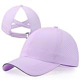 Girls Criss Cross Ponytail Hat Mesh Baseball Cap Kids Quick Dry Ponycap Hats Outdoor Summer Sports Hat Age 7-12