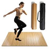 Glidemax Portable Bamboo Tap Dance Floor Mat - 48.2"x38.5" Large Reversible Practice Floor with Storage Bag, Non-Slip & Sound Enhanced for Home, Studio, Outdoor Use on Any Surface