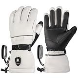 SAVIOR HEAT Heated Gloves for Men Women, EH 8 Pro Electric Leather Ski Gloves for Extreme Cold -5℉, Aero-Grade Aerogel 3M Insulation, 3000mAh Rechargeable Battery Waterproof for Skiers (Medium)