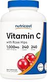 Nutricost Vitamin C with Rose Hips 1025mg, 240 Capsules - Vitamin C 1,000mg, Rose Hips 25mg, Premium, Non-GMO, Gluten Free Supplement