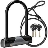 Via Velo Bike U-Lock with Cable, Heavy Duty Anti-Theft Bicycle U Locks with 8mm Braided Steel and 3 Keys, 4ft Length Security Cable for Bike, Scooter Mountain Road Bike