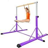 FC FUNCHEER Gymnastics Bar for Kids Ages 3-15, 35" to 60" Adjustable Height, 4FT Wide Base - Professional Kip Bar with 360° Stability & Fiberglass Crossbar, Easy Fold&Solid Design for Home Training