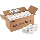 CHMI Athletic Tape,White Sports Tape (64 Pack), 640 Yards Rolls Very Strong Easy Tear NO Sticky Residue Best Tape for Gymnastics Climbing Bat Injuries Medical (1.5 Inch X 640 Yards).