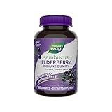 Nature’s Way Sambucus Elderberry Immune Support Gummies for Kids & Adults* with Black Elderberry Extract, Vitamin C, Vitamin D3, and Zinc, 60 Gummies (Packaging May Vary)
