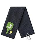 CybGene Embroidered Pickleball Towel, Funny Gift for Pickleball Lovers, 16"x 24" Microfiber Towel, Initial J