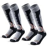 WEIERYA Ski Sock Merino Wool Ski Socks Mens Womens Skiing & Snowboarding Socks, Over The Calf (US, Alpha, Large, Regular, Regular, 2, Black)