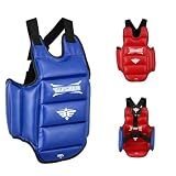 Karate Taekwondo Boxing Muay Thai MMA ChestGuard | Reversible Chest Protector | Martial Arts Upper Body Ribs Protection Pad (Large)