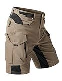 Moosehill Men's Hiking Cargo Shorts: Quick Dry Lightweight Stretch Outdoor Fishing Camping with 9 Pockets (Self-Storing) (Khaki, 34)
