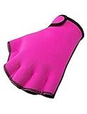 FitsT4 Sports Aqua Gloves Webbed Paddle Swim Gloves Fitness Water Aerobics and Swimming Resistance Training Gloves for Men Women Children Rose Red M