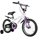 WEIZE Kids Bikes,16 Inch Boy's Bike for Kids,BMX Style Bicycle for Boys Girls Ages 4-12 Years Old,Kids Bicycle with Adjustable Seat,Training Wheels,Front and Rear Fender,Multiple Color Options,White