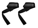 Gymreapers Lifting Wrist Straps for Weightlifting, Bodybuilding, Powerlifting, Strength Training, & Deadlifts - Padded Neoprene with 18" Cotton (Black/Black)