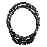 Master Lock Bike Cable Lock 5' x 1/2" Heavy Duty Anti-Theft Bike Lock Steel Cable with Black Weather Resistant Vinyl Coating for Bikes, Ebikes & Scooters, 5 Feet Long, 8370D