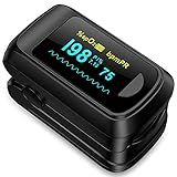Fingertip Pulse Oximeter Blood Oxygen Monitor Pulse Ox, Heart Rate and Fast Spo2 Reading Oxygen Meter with OLED Screen Included Batteries and Lanyard
