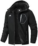 MAOYSSEN Men's Ski Jacket - Waterproof Windproof Fleece Lined, Hooded Design for Winter Multi-Pocket Winter Rain Jacket, Ideal for Skiing & Cold-Weather Outdoor Activities