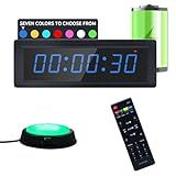 GAN XIN Gym Timer Clock with Remote Control & Push Button,7 RGB Color, Programmable Interval Timer, Countdown/Up Stopwatch,Wall Clock for Home Gym Garage,Portable Training Accessories(Battery)
