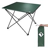 VILLEY Portable Camping Side Table, Ultralight Aluminum Beach Table with Carry Bag, Folding Camping Table for Outdoor Cooking, Picnic, Camp, Boat, Travel - Green