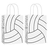 Hxezoc 12 Pieces Volleyball Gift Bags with Handle, Paper Treat Candy Bag Sport Favor Bags for Volleyball Theme Birthday Party Decoration Supplies