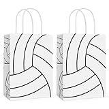 Hxezoc 12 Pieces Volleyball Gift Bags with Handle, Paper Treat Candy Bag Sport Favor Bags for Volleyball Theme Birthday Party Decoration Supplies