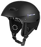 Tontron Adult Kayaking Canoeing Rafting SUP Watersports Helmet (Matte Black, Medium)