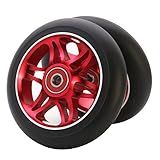 Z-FIRST 2Pcs 110mm Pro Scooter Wheels with ABEC 9 Bearings Fit for MGP/Razor/Lucky Envy/Vokul Pro Scooters Replacement Wheels (A-Red)