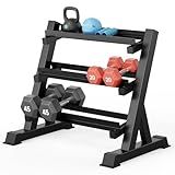 YOLEO 1100LBS Dumbbell Rack- Adjustable 3 Tier Weight Rack for Home Gym, Heavy Duty Weight Storage Organizer Dumbbell Storage Stand Holder(Rack Only)
