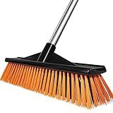 18" Heavy Push Broom for Outdoor Floor Cleaning Heavy Duty Outdoor Broom with 54" Long Handle,Outdoor Broom for Deck,Driveway,Garage,Yard,Deck,Patio,Warehouse,Concrete