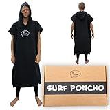 Ho Stevie! Surf Poncho - Warm and Soft - Easily Change in/Out of Wetsuit Without Towel Falling Down (Black)