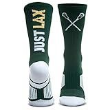 ChalkTalkSPORTS Lacrosse Performance Crew Socks - Just Lax Socks - Green - Lacrosse Mid-Calf Socks - Adult