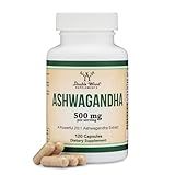 Ashwagandha Capsules, 120 Count (500mg Extract 20:1 Potency) Adaptogen Stress Relief by Double Wood