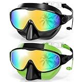 Aegend Swim Goggles with Nose Cover, 2 Pack Wide View Swimming Goggles for Kids 3-14 Anti-Fog/UV No Leak Swim Mask Boys Girls Youth Toddler
