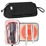Leudes Hair Tools Travel Bag for Women Heat Resistant Mat for Travel Essentials Hot Tools Straighteners,Flat Irons,Curling Iron,Hot Air Brushes and Hair Dryer Organizer Bags 2 in 1(Black)
