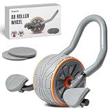 DMoose Fitness Ab Roller Wheel with Elbow Support & 2 Pads - Abdominal Exercise Trainer for Core Strength Training - Ultimate Abs Workout Equipment for Home & Gym - Ab Machine for Men & Women (Grey)