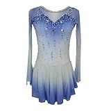 LIUHUO Elegant Blue Figure Skating Dress for Girls and Women - Competition Ice Dance Dress - Skating Clothes
