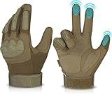 KUMGIM Tactical Gloves for Men Women, Motorcycle Gloves Touchscreen Airsoft Hunting Shooting Glove Black Tan for Outdoor Paintball Work Motorcycle Climbing Survival Training