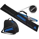 AIRTTUZ Padded Two-Piece Ski & Boot Bag Combo - Water-Resistant, Fits Skis Up to 200 cm & Boots Size 13 With 5mm Foam