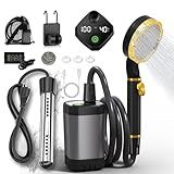 BSEED Portable Shower for Camping with Immersion Water Heater, 6000mAh Rechargeable Camping Shower with Intelligent LED Display, Outdoor Shower for Hiking, Travel, Pets & Car Washing, Wartering Plants
