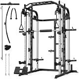 Royal Fitness Smith Machine, Multifunctional Power Cage Rack with Smith Bar and Cable Pulley System, and LAT Pull Down Machine for Home Gym…