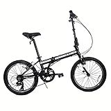 ZiZZO Campo 20 inch Folding Bike with 7-Speed, Adjustable Stem, Light Weight Frame (Black)